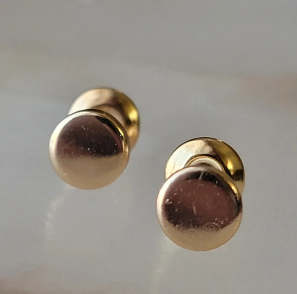 Gold Circle Stud Earrings Minimalist Button